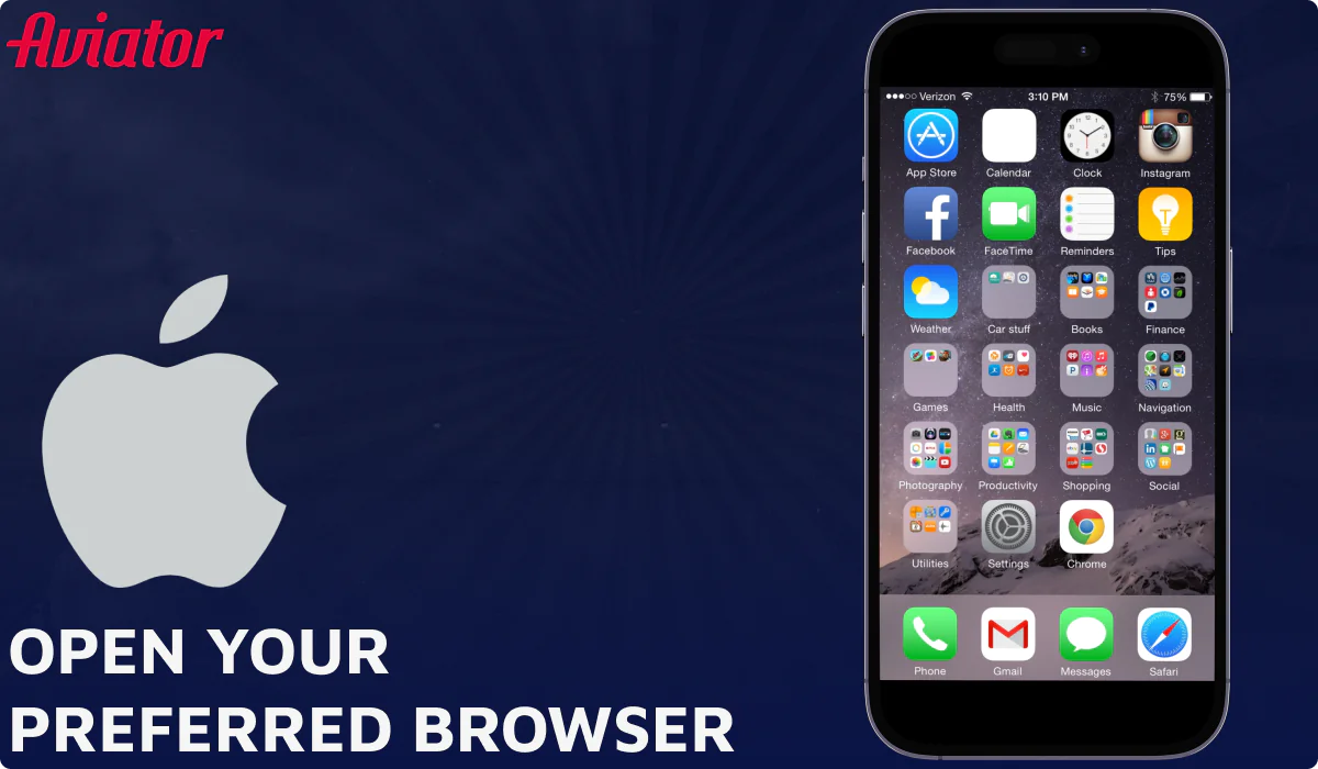Open your preferred browser to start the Aviator app download